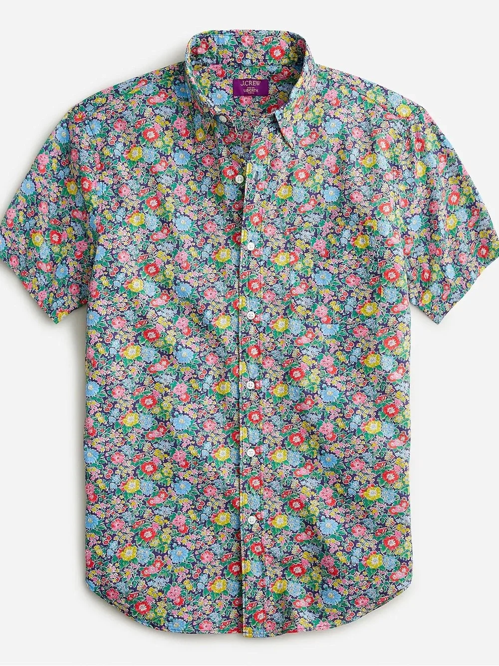 J. Crew Multicolor Floral Short-Sleeve Point-Collar Shirt Liberty Print, Size XL
